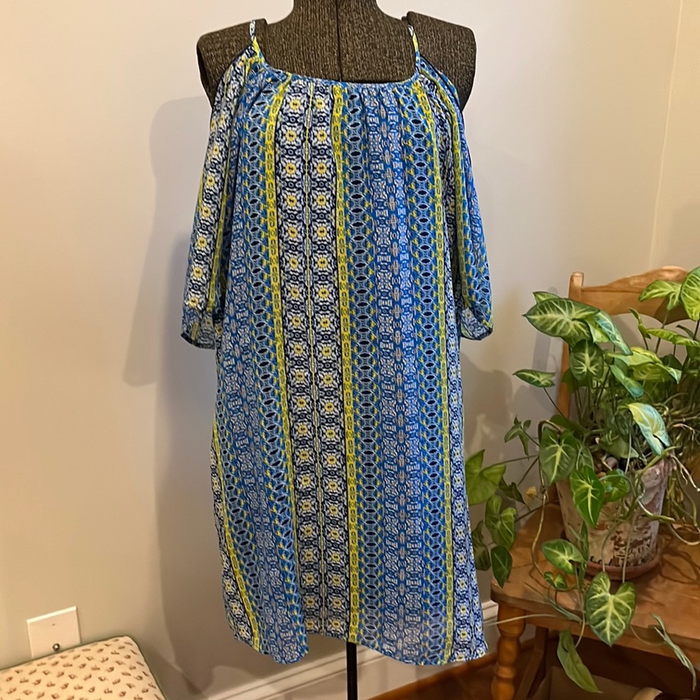 Charming Charlie Patterned Shift Dress or Tunic Exposed Shoulders